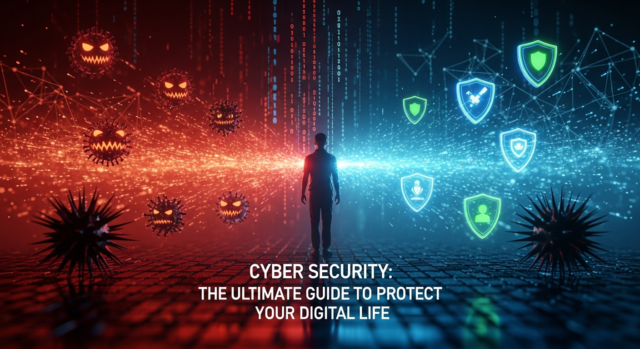 cyber security protection concept with shield and lock